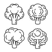 Broccoli icon set, outline style vector