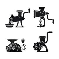 Meat grinder icons set, simple style vector