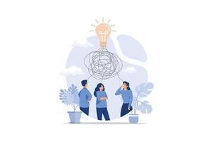 tangled tangle, brainstorming, beginning and end to thought, abstract metaphor, concept of solving business problems, flat design modern illustration vector