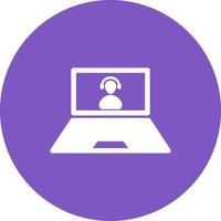 Call on Laptop Circle Background Icon vector