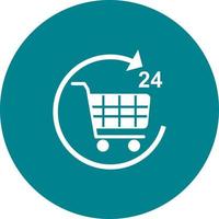 24 Hour Shopping Circle Background Icon vector