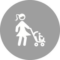 Mother Walking Baby Circle Background Icon vector