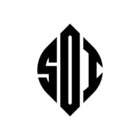 SDI circle letter logo design with circle and ellipse shape. SDI ellipse letters with typographic style. The three initials form a circle logo. SDI Circle Emblem Abstract Monogram Letter Mark Vector. vector