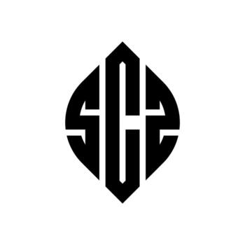 SCZ circle letter logo design with circle and ellipse shape. SCZ ellipse letters with typographic style. The three initials form a circle logo. SCZ Circle Emblem Abstract Monogram Letter Mark Vector. vector