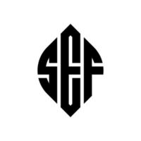 SEF circle letter logo design with circle and ellipse shape. SEF ellipse letters with typographic style. The three initials form a circle logo. SEF Circle Emblem Abstract Monogram Letter Mark Vector. vector