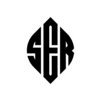 SER circle letter logo design with circle and ellipse shape. SER ellipse letters with typographic style. The three initials form a circle logo. SER Circle Emblem Abstract Monogram Letter Mark Vector. vector