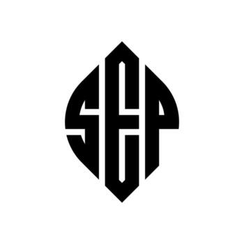 SEP circle letter logo design with circle and ellipse shape. SEP ellipse letters with typographic style. The three initials form a circle logo. SEP Circle Emblem Abstract Monogram Letter Mark Vector. vector