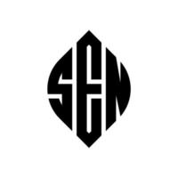 SEN circle letter logo design with circle and ellipse shape. SEN ellipse letters with typographic style. The three initials form a circle logo. SEN Circle Emblem Abstract Monogram Letter Mark Vector. vector