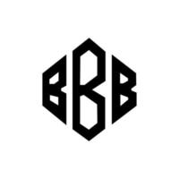 diseño de logotipo de letra bbb con forma de polígono. diseño de logotipo en forma de cubo y polígono bbb. bbb hexágono vector logo plantilla colores blanco y negro. monograma bbb, logotipo comercial e inmobiliario.