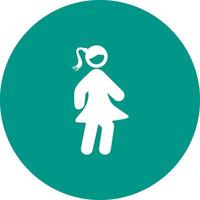 Girl Walking Circle Background Icon vector