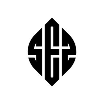 SEZ circle letter logo design with circle and ellipse shape. SEZ ellipse letters with typographic style. The three initials form a circle logo. SEZ Circle Emblem Abstract Monogram Letter Mark Vector. vector
