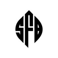 SFB circle letter logo design with circle and ellipse shape. SFB ellipse letters with typographic style. The three initials form a circle logo. SFB Circle Emblem Abstract Monogram Letter Mark Vector. vector