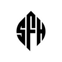 SFX circle letter logo design with circle and ellipse shape. SFX ellipse letters with typographic style. The three initials form a circle logo. SFX Circle Emblem Abstract Monogram Letter Mark Vector. vector