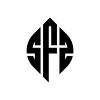 SFZ circle letter logo design with circle and ellipse shape. SFZ ellipse letters with typographic style. The three initials form a circle logo. SFZ Circle Emblem Abstract Monogram Letter Mark Vector. vector