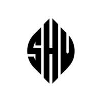 diseño de logotipo de letra de círculo shv con forma de círculo y elipse. shv letras elipses con estilo tipográfico. las tres iniciales forman un logo circular. vector de marca de letra de monograma abstracto del emblema del círculo shv.