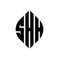 SHX circle letter logo design with circle and ellipse shape. SHX ellipse letters with typographic style. The three initials form a circle logo. SHX Circle Emblem Abstract Monogram Letter Mark Vector. vector