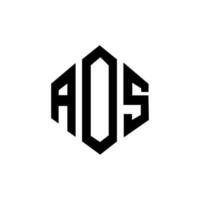 AOS letter logo design with polygon shape. AOS polygon and cube shape logo design. AOS hexagon vector logo template white and black colors. AOS monogram, business and real estate logo.