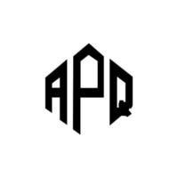 APQ letter logo design with polygon shape. APQ polygon and cube shape logo design. APQ hexagon vector logo template white and black colors. APQ monogram, business and real estate logo.