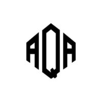 AQA letter logo design with polygon shape. AQA polygon and cube shape logo design. AQA hexagon vector logo template white and black colors. AQA monogram, business and real estate logo.