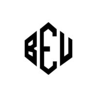 BEU letter logo design with polygon shape. BEU polygon and cube shape logo design. BEU hexagon vector logo template white and black colors. BEU monogram, business and real estate logo.