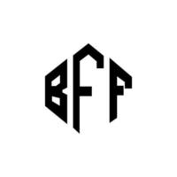 BFF letter logo design with polygon shape. BFF polygon and cube shape logo design. BFF hexagon vector logo template white and black colors. BFF monogram, business and real estate logo.