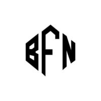BFN letter logo design with polygon shape. BFN polygon and cube shape logo design. BFN hexagon vector logo template white and black colors. BFN monogram, business and real estate logo.