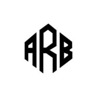 diseño de logotipo de letra arb con forma de polígono. diseño de logotipo en forma de cubo y polígono arb. arb hexágono vector logo plantilla colores blanco y negro. monograma arb, logotipo comercial y inmobiliario.