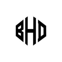 BHD letter logo design with polygon shape. BHD polygon and cube shape logo design. BHD hexagon vector logo template white and black colors. BHD monogram, business and real estate logo.