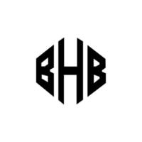 BHB letter logo design with polygon shape. BHB polygon and cube shape logo design. BHB hexagon vector logo template white and black colors. BHB monogram, business and real estate logo.