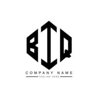 BIQ letter logo design with polygon shape. BIQ polygon and cube shape logo design. BIQ hexagon vector logo template white and black colors. BIQ monogram, business and real estate logo.