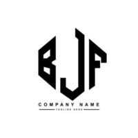 BJF letter logo design with polygon shape. BJF polygon and cube shape logo design. BJF hexagon vector logo template white and black colors. BJF monogram, business and real estate logo.