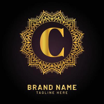 luxury ornamental letter c logo design, vector illustration for web or print