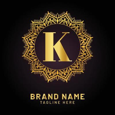 luxury ornamental letter k logo design, vector illustration for web or print