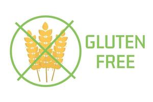 Gluten free icon with grain or wheat symbol. Food allergy label or logo. Vector illustration.