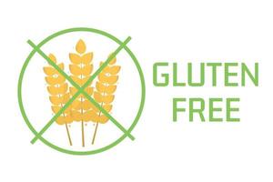 Gluten free icon with grain or wheat symbol. Food allergy label or logo. Vector illustration.