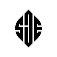 SJE circle letter logo design with circle and ellipse shape. SJE ellipse letters with typographic style. The three initials form a circle logo. SJE Circle Emblem Abstract Monogram Letter Mark Vector. vector