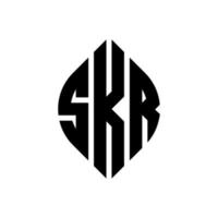 Diseño de logotipo de letra de círculo skr con forma de círculo y elipse. letras elipses skr con estilo tipográfico. las tres iniciales forman un logo circular. vector de marca de letra de monograma abstracto del emblema del círculo skr.