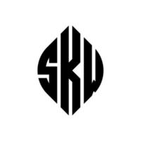 diseño de logotipo de letra de círculo skw con forma de círculo y elipse. letras elipses skw con estilo tipográfico. las tres iniciales forman un logo circular. skw círculo emblema resumen monograma letra marca vector. vector