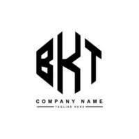 BKT letter logo design with polygon shape. BKT polygon and cube shape logo design. BKT hexagon vector logo template white and black colors. BKT monogram, business and real estate logo.