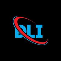 DLI logo. DLI letter. DLI letter logo design. Initials DLI logo linked with circle and uppercase monogram logo. DLI typography for technology, business and real estate brand. vector