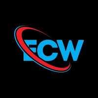 logotipo de la ec. letra ecw. diseño del logotipo de la letra ecw. logotipo de iniciales ecw vinculado con círculo y logotipo de monograma en mayúsculas. tipografía ecw para tecnología, negocios y marca inmobiliaria. vector