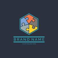 modern hexagonal puzzle  logo design template for brand or company and other vector