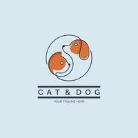 Cat and Dog pet shop logo design template for brand or company and other vector