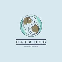 Cat and Dog pet shop care logo design template for brand or company and other vector