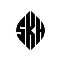 diseño de logotipo de letra de círculo skh con forma de círculo y elipse. letras de elipse skh con estilo tipográfico. las tres iniciales forman un logo circular. vector de marca de letra de monograma abstracto del emblema del círculo skh.