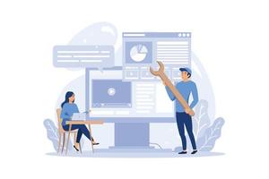 UX UI designer online service or platform set. App interface improvement for user. Modern technology concept. Online tutorial and consultation, ui and ux development, website. Flat vector illustration