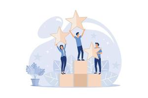 leadership qualities in a creative team, direction to a successful path, small people are happy to have a winner, a successful career, building a rating. flat design modern illustration vector