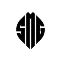 SMG circle letter logo design with circle and ellipse shape. SMG ellipse letters with typographic style. The three initials form a circle logo. SMG Circle Emblem Abstract Monogram Letter Mark Vector. vector