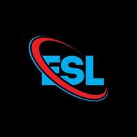 logotipo de esl. letra esl. diseño de logotipo de letra esl. logotipo de las iniciales esl vinculado con el círculo y el logotipo del monograma en mayúsculas. tipografía esl para tecnología, negocios y marca inmobiliaria. vector