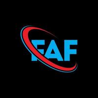 logotipo de la faf. carta faf. diseño del logotipo de la letra faf. logotipo de iniciales faf vinculado con círculo y logotipo de monograma en mayúsculas. tipografía faf para tecnología, negocios y marca inmobiliaria. vector